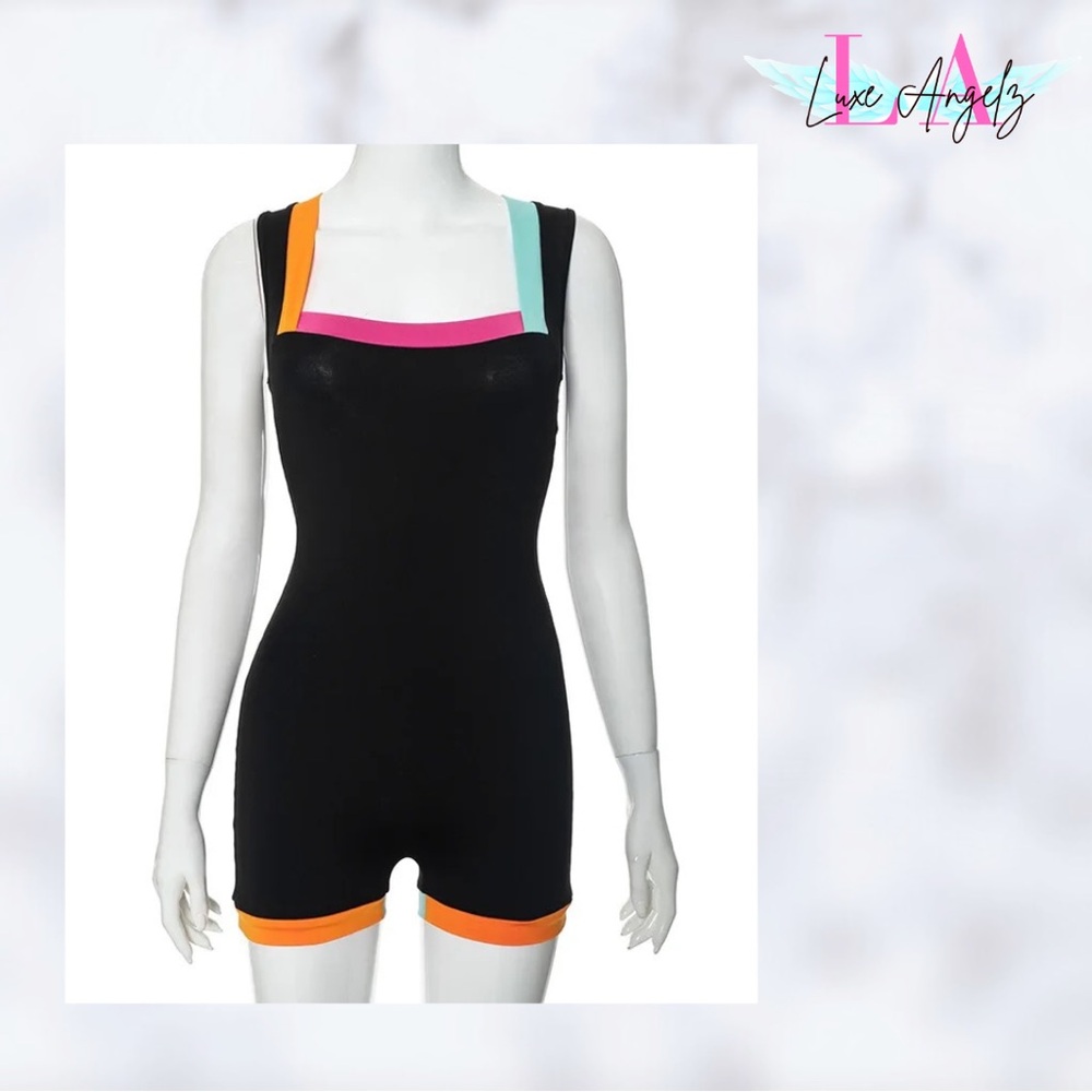 Stylish Black Jumpsuit with Vibrant Accents